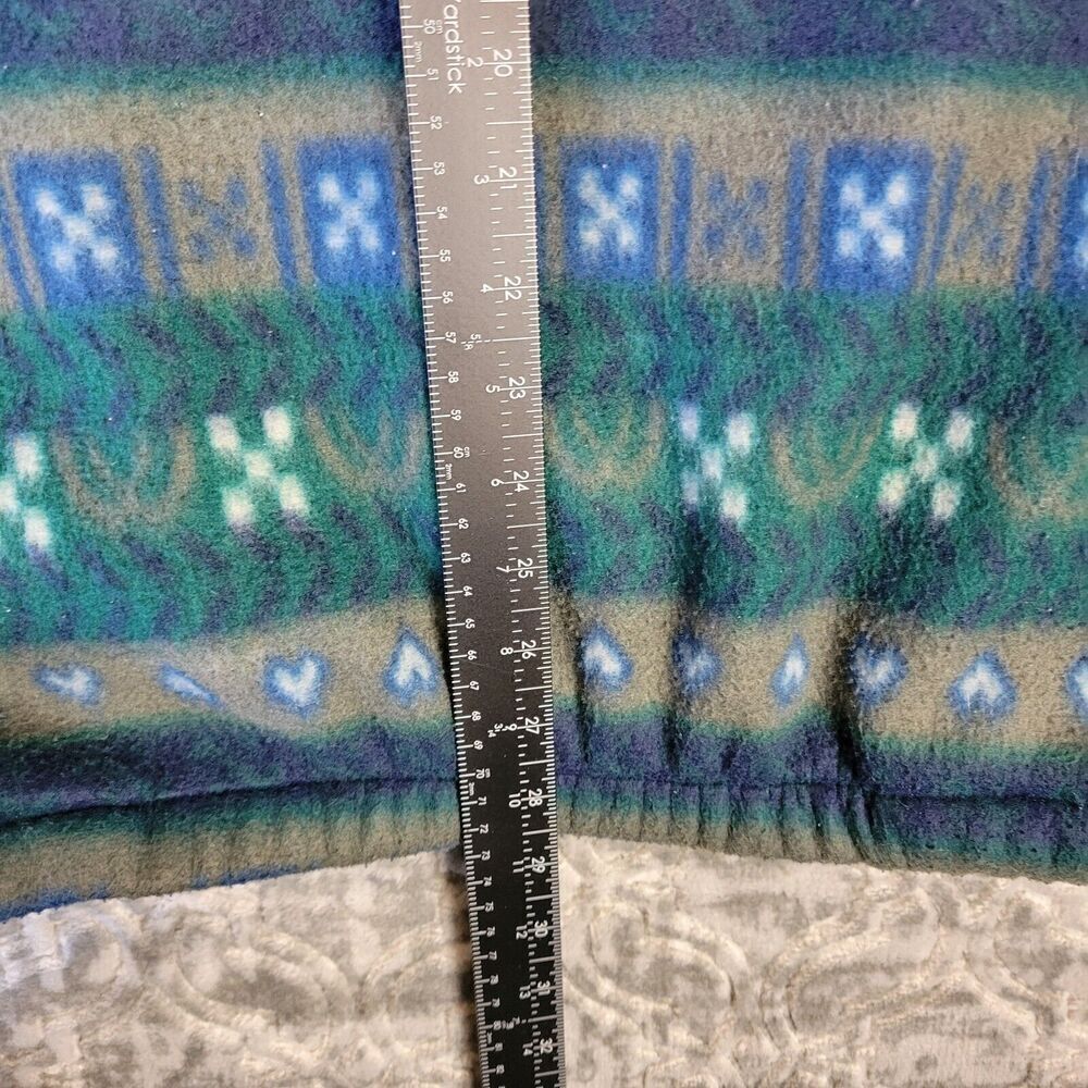 Vintage BIKE Sweater Mens Medium Blue Green Fleece Geometric Pattern Synchilla - Picture 5 of 8